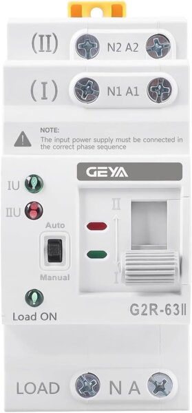 GEYA ATS, 2-pole 63A AC220V, automatic transfer switch, DIN rail, uninterruptible power supply