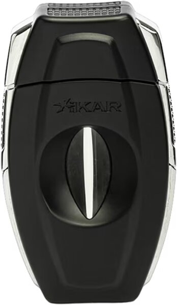 XIKAR Flip Dual Zigarrenschneider, 64-Ringmaß, V- & gerader Schnitt, Edelstahlklingen, Federentriegelung, Zigarrenablage, strukturierter Griff