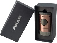 Xikar Volta Tischfeuerzeug, Vierfachflamme, Bronze/Gunmetal, großer Tank, Flammenregulierung, ergonomisch, Zigarren-Zubehör