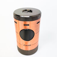 Xikar Volta Tischfeuerzeug, Vierfachflamme, Bronze/Gunmetal, großer Tank, Flammenregulierung, ergonomisch, Zigarren-Zubehör