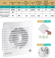 Airope Silenta 100 exhaust fan, 100mm, non-return valve,...