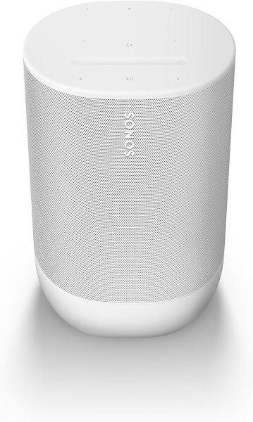 Sonos Move 2 MOVE2EU1 Portable Wi-Fi Speaker, Bluetooth, Alexa Compatible, 24-hour Battery, Wireless Charging Station, White