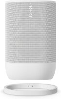 Sonos Move 2 MOVE2EU1 Portable Wi-Fi Speaker, Bluetooth, Alexa Compatible, 24-hour Battery, Wireless Charging Station, White