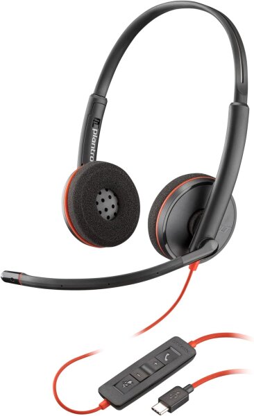 Poly Blackwire 3220 Stereo Headset, USB-C/USB-A, wired, noise cancelling, comfortable fit