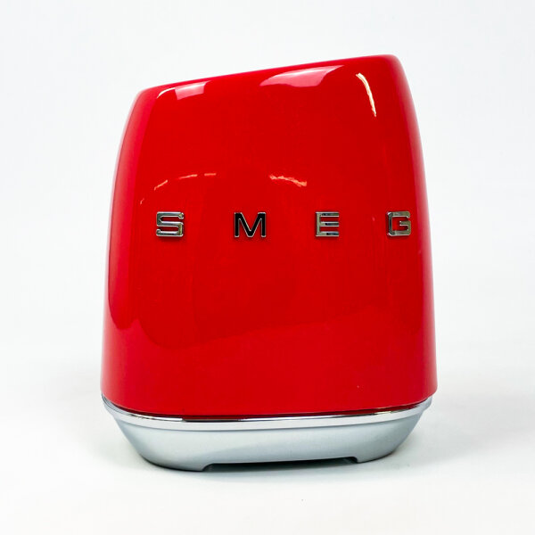 SMEG Retro Knife Block, Stainless Steel, Red, for 6 Knives (Knives Not Included), Non-Slip, Stylish Design
