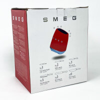 SMEG Retro Knife Block, Stainless Steel, Red, for 6 Knives (Knives Not Included), Non-Slip, Stylish Design