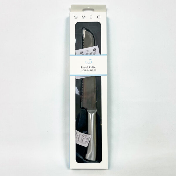 Smeg Brotmesser 19 cm Nr. 5, Küchenmesser aus deutschem Edelstahl, gezahnte Klinge für Brot