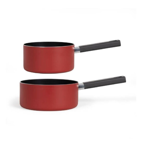 Livoo 2-piece silicone frying pan set, 18 & 20 cm, non-stick, suitable for all hob types, red