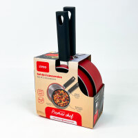 Livoo 2-piece silicone frying pan set, 18 & 20 cm, non-stick, suitable for all hob types, red