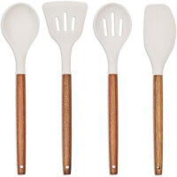 5-piece kitchen utensil set, acacia wood pot, white...
