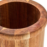 Küchenutensilien-Set 5-teilig, Akazienholz-Topf, weiße Silikon-Utensilien, hitzebeständig, spülmaschinenfest