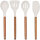 Küchenutensilien-Set 5-teilig, Akazienholz-Topf, weiße Silikon-Utensilien, hitzebeständig, spülmaschinenfest