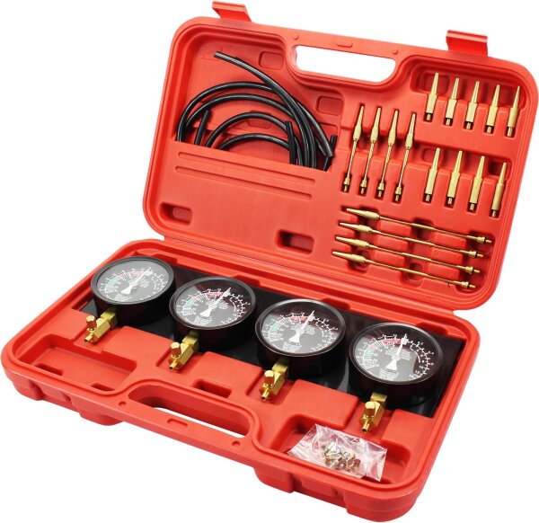 VEVOR YB-040 Carburetor Synchronizer Kit, Vacuum Synchronizer Set with Gauges and Hoses, Tool for Motorcycle Carburetors
