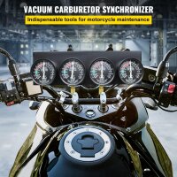 VEVOR YB-040 Carburetor Synchronizer Kit, Vacuum Synchronizer Set with Gauges and Hoses, Tool for Motorcycle Carburetors
