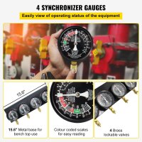 VEVOR YB-040 Carburetor Synchronizer Kit, Vacuum Synchronizer Set with Gauges and Hoses, Tool for Motorcycle Carburetors