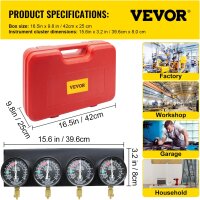 VEVOR YB-040 Carburetor Synchronizer Kit, Vacuum Synchronizer Set with Gauges and Hoses, Tool for Motorcycle Carburetors