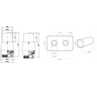 Vario Term AR-DUOPEX-B-R Winkel-Thermostat-Set, 2x 50mm Thermoventile, matt schwarz, PEX-Anschluss, PR-Rosette