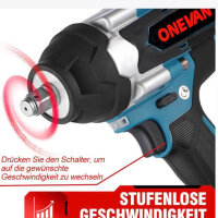 Onevan Akku Schlagschrauber 1800NM, 3-stufig, 1/2" Drehschlagschrauber für LKW, 2 Akkus, Koffer, Blau/Schwarz