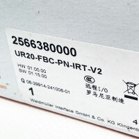 Weidmüller UR20-FBC-PN-IRT-V2, 2566380000, PLC fieldbus coupler, PROFINET IRT, compact design, fast data transmission
