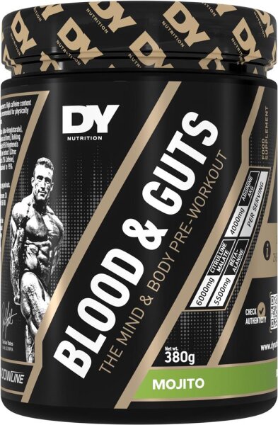 Dorian Yates Nutrition Blood & Guts 380g Pre-Workout-Booster Mojito mit Arginin & Citrullin