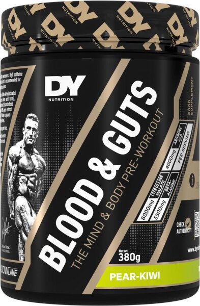 Dorian Yates Nutrition Blood & Guts 380g Pre-Workout-Booster Birne-Kiwi mit Arginin und Citrullin
