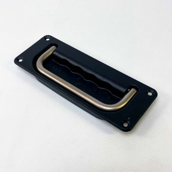 Schwarzer Schalen-Klappgriff 17x6,5 cm, robustes Metall, versenkbar, ideal für Möbel, Kisten, Transportboxen