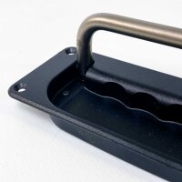 Schwarzer Schalen-Klappgriff 17x6,5 cm, robustes Metall, versenkbar, ideal für Möbel, Kisten, Transportboxen