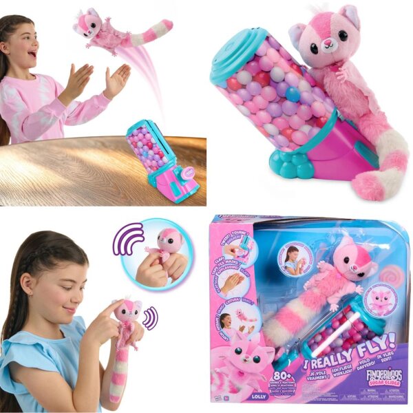 Fingerlings Lolly Flying Squirrel, Interactive Plush Toy, 80+ Sounds & Reactions, Stuffed Pet