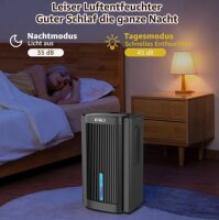 KNKA CS06 Electric Dehumidifier, 2.5L Tank, Quiet, for Rooms up to 30m², Black