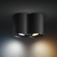 Philips Hue White Ambiance Pillar 2er Spot, GU10 LED, App-Steuerung, Alexa-kompatibel, schwarz, neue Generation