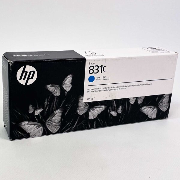 HP 831C CZ695A Latex Ink Cartridge, Cyan, 775 ml, for HP Latex Printers