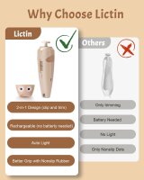 Lictin ABLINN0105 Electric Baby Nail File, 6 Attachments, LED Light, USB Charging, Brown, for Newborns