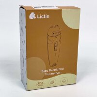 Lictin ABLINN0105 Electric Baby Nail File, 6 Attachments, LED Light, USB Charging, Brown, for Newborns