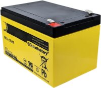 SUN Battery SB12-12LV0 12V 12Ah AGM lead-acid battery, VdS-certified, maintenance-free, rechargeable