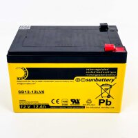 SUN Battery SB12-12LV0 12V 12Ah AGM lead-acid battery, VdS-certified, maintenance-free, rechargeable