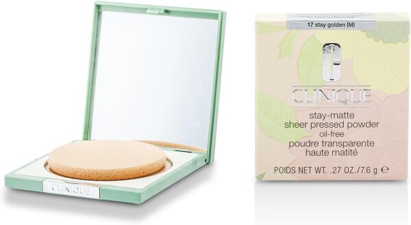 Clinique Stay-Matte Sheer Pressed Powder, 645J-17, 7.6g, Kompaktpuder, mattierend, Farbton 17 Stay Golden
