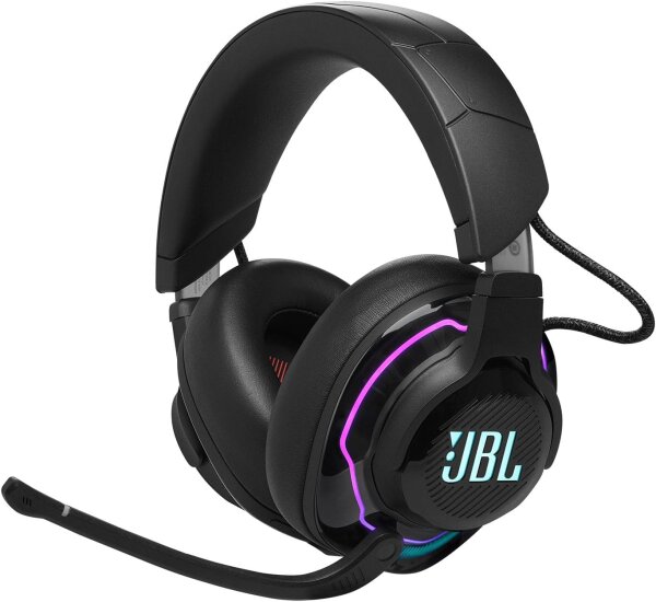 JBL Quantum 910, JBLQ910WLBLK, Over-Ear Gaming Headset, Wireless 2,4 GHz, Bluetooth 5.2, 3,5 mm Klinke, Head-Tracking, ANC, 39h Akku, Schwarz