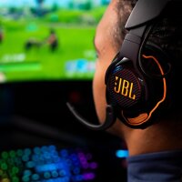 JBL Quantum 910, JBLQ910WLBLK, Over-Ear Gaming Headset, Wireless 2,4 GHz, Bluetooth 5.2, 3,5 mm Klinke, Head-Tracking, ANC, 39h Akku, Schwarz