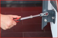 KS Tools 914.1220 Umschaltknarre 1/2", teleskopierbar, Gelenk, 72 Zähne, SlimPOWER, Ratsche