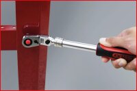 KS Tools 914.1220 Umschaltknarre 1/2", teleskopierbar, Gelenk, 72 Zähne, SlimPOWER, Ratsche