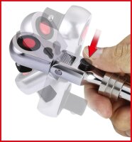 KS Tools 914.1220 Umschaltknarre 1/2", teleskopierbar, Gelenk, 72 Zähne, SlimPOWER, Ratsche