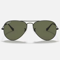 Ray-Ban Aviator Large Metal ORB3025 Mens Sunglasses, G-15 Green Lenses, 62-14, Black Frame