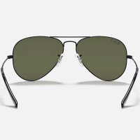 Ray-Ban Aviator Large Metal ORB3025 Mens Sunglasses, G-15 Green Lenses, 62-14, Black Frame