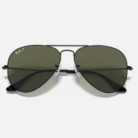 Ray-Ban Aviator Large Metal ORB3025 Mens Sunglasses, G-15 Green Lenses, 62-14, Black Frame
