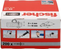 fischer ED 18 drive-in nail, 200 pieces, grey nail anchor, quick installation without pre-drilling