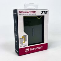 Transcend StoreJet 25M3, 2TB, externe Festplatte, stoßfest, USB 3.1 Gen 1, grün