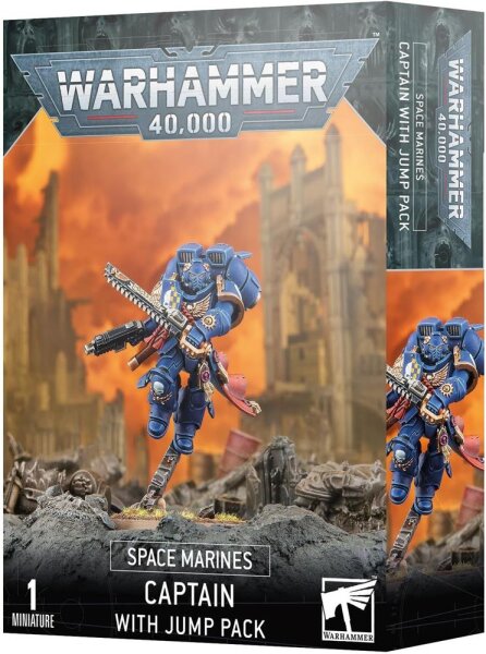 Games Workshop Warhammer 40.000 48-17 Space Marines Kapitän mit Jump Pack 2023 Miniatur, schwarz, Kunststoff, unbemalt