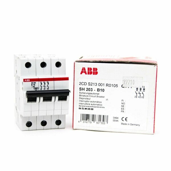 ABB SH 203 B10 Sicherungsautomat Leitungsschutzschalter 10A 3 Polig SH203B10