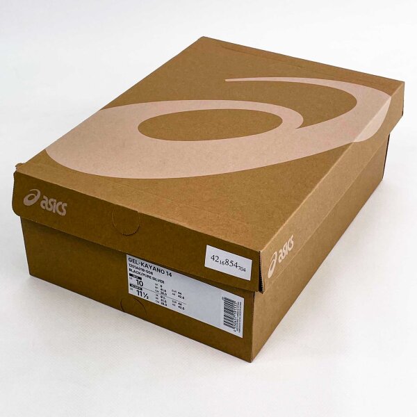 Asics Gel-Kayano 14 Mens Sneakers, Size 44, breathable, cushioned, color black/pure silver