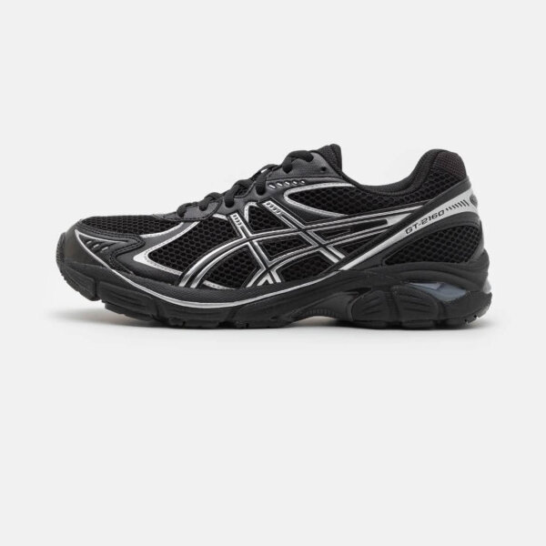 ASICS GT 2160 Unisex Low-Top Sneakers, Size 39, Black/Pure Silver, breathable, cushioned sole, retro design